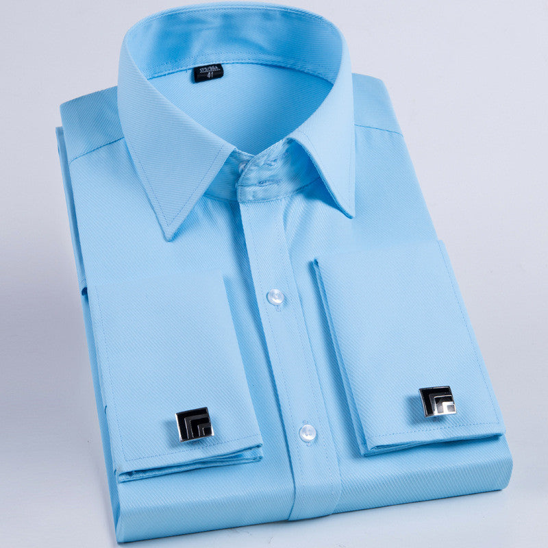 DiSandro Clothing: Slim Fit French Cuff Polyester Fiber Dress Shirts (Check Size)
