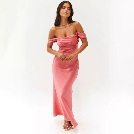 The Seraphina – Off-Shoulder Satin Evening Dress