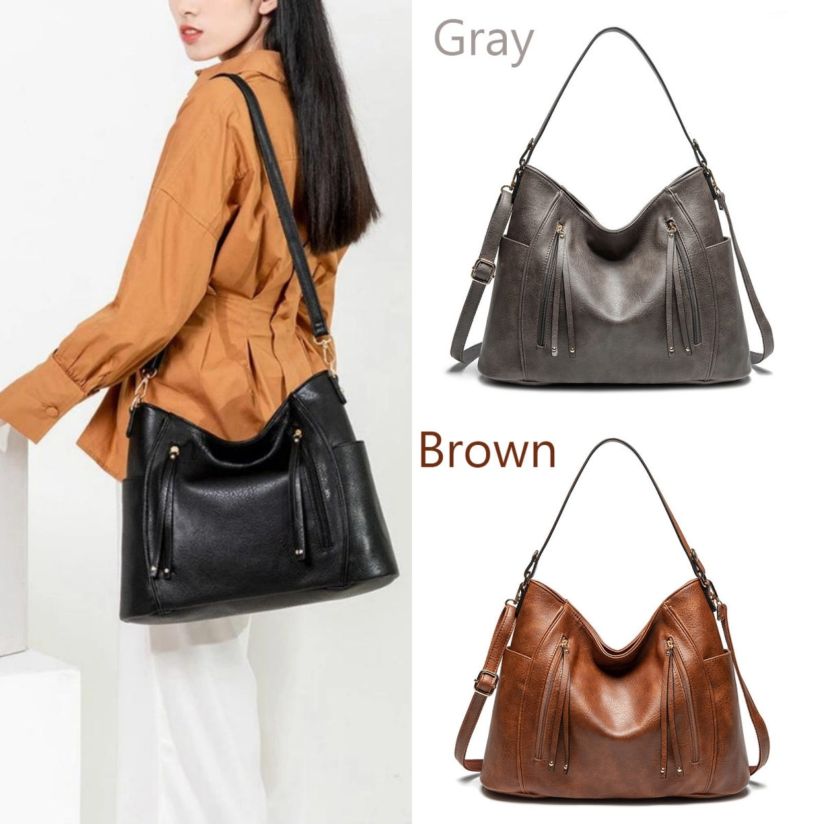 DiSandro Clothing: Women's Vegan Leather Messenger Tote Bag