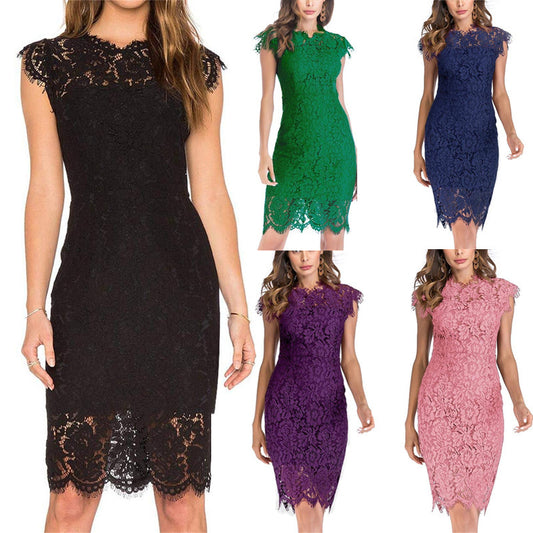 The Marcelle – Lace Floral Pencil Dress