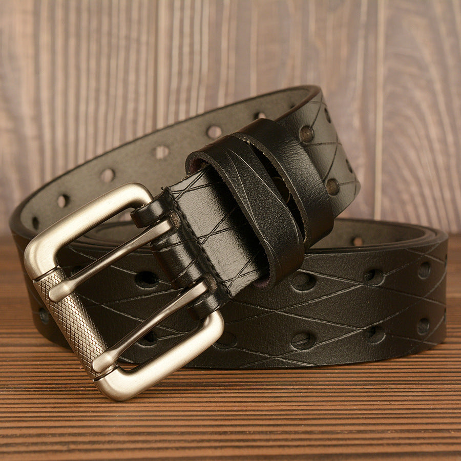 DiSandro Clothing Men's Hollow Geometric Genuine Leather Belt