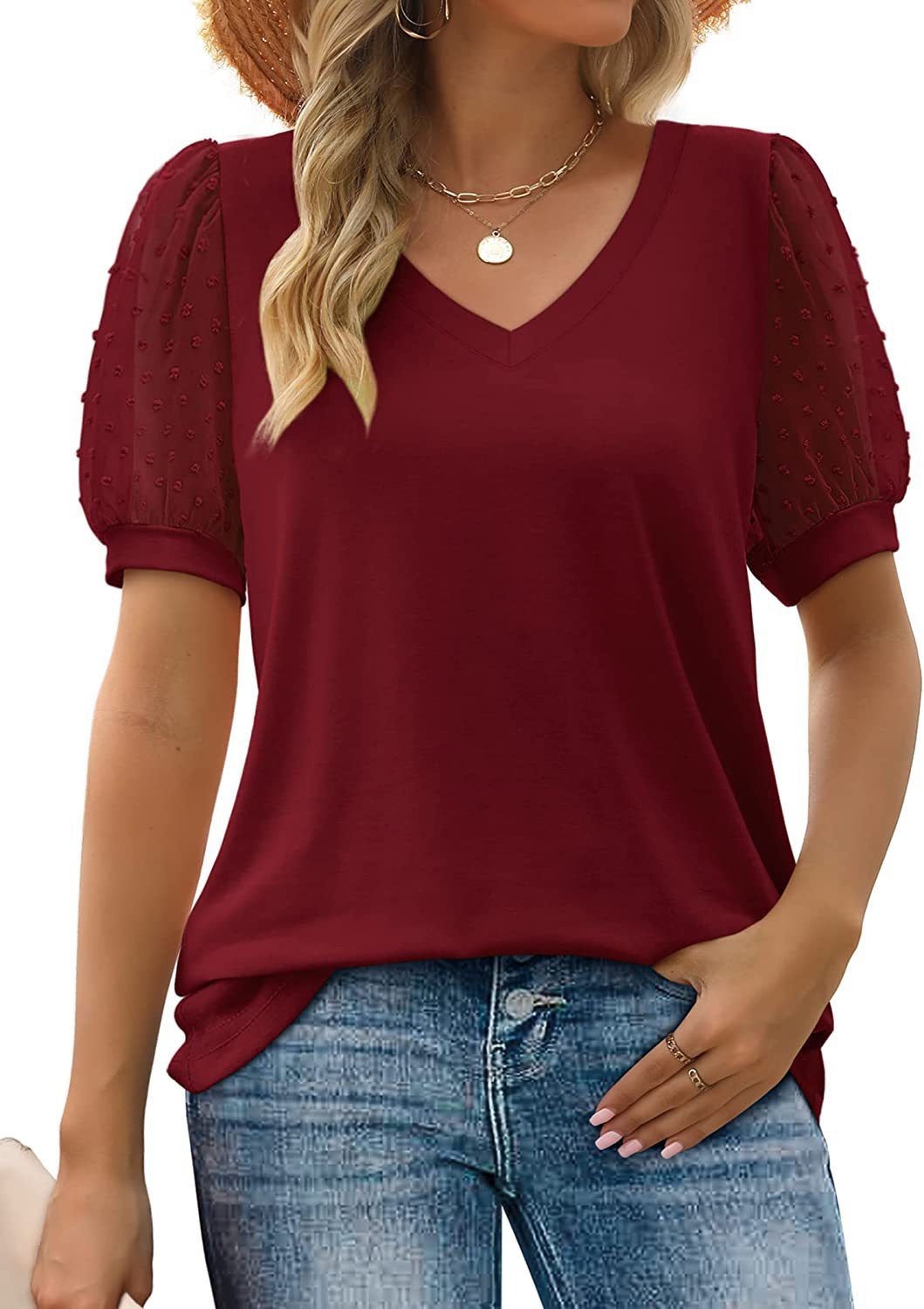 DiSandro Clothing: Women’s Summer V-Neck Puff Sleeve Top