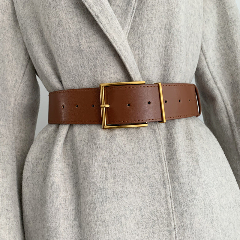 DiSandro Clothing: Thick Faux Leather Belt for Women, 5CM Width, 100CM Length