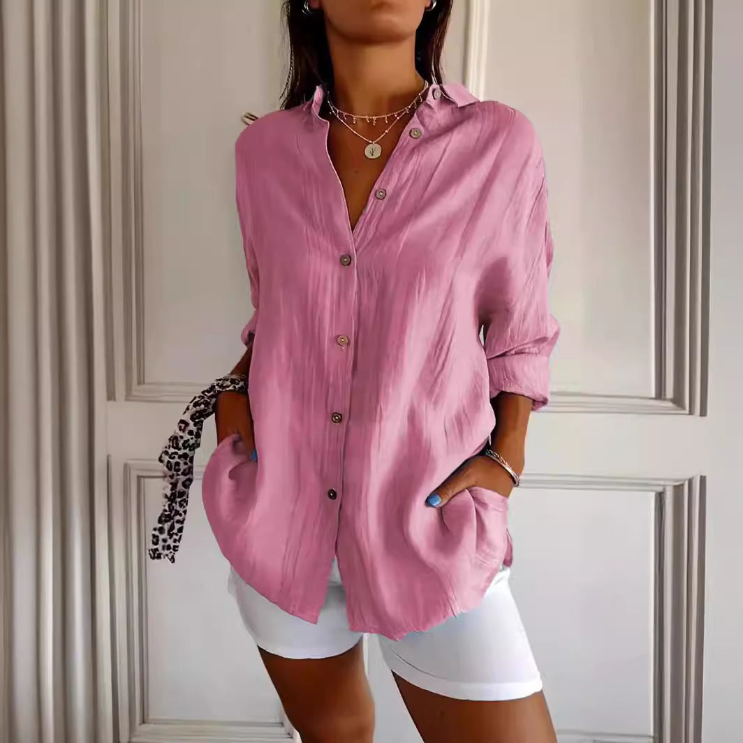 DiSandro Clothing: Women's Button-Up Pleated Shirt