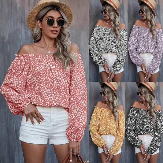 DiSandro Clothing: Women's Off-Shoulder Floral Long Sleeve Top