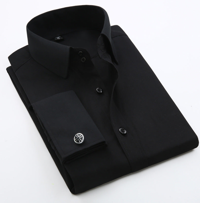DiSandro Clothing: Slim Fit French Cuff Polyester Fiber Dress Shirts (Check Size)