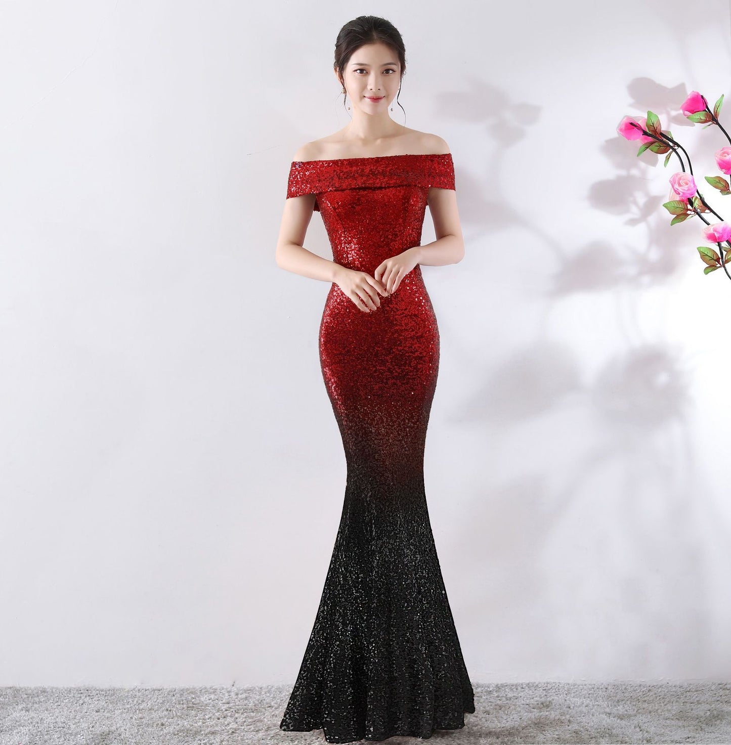 The Aurora Series #1 - Sequined off-the Shoulder Mermaid Evening Gowns