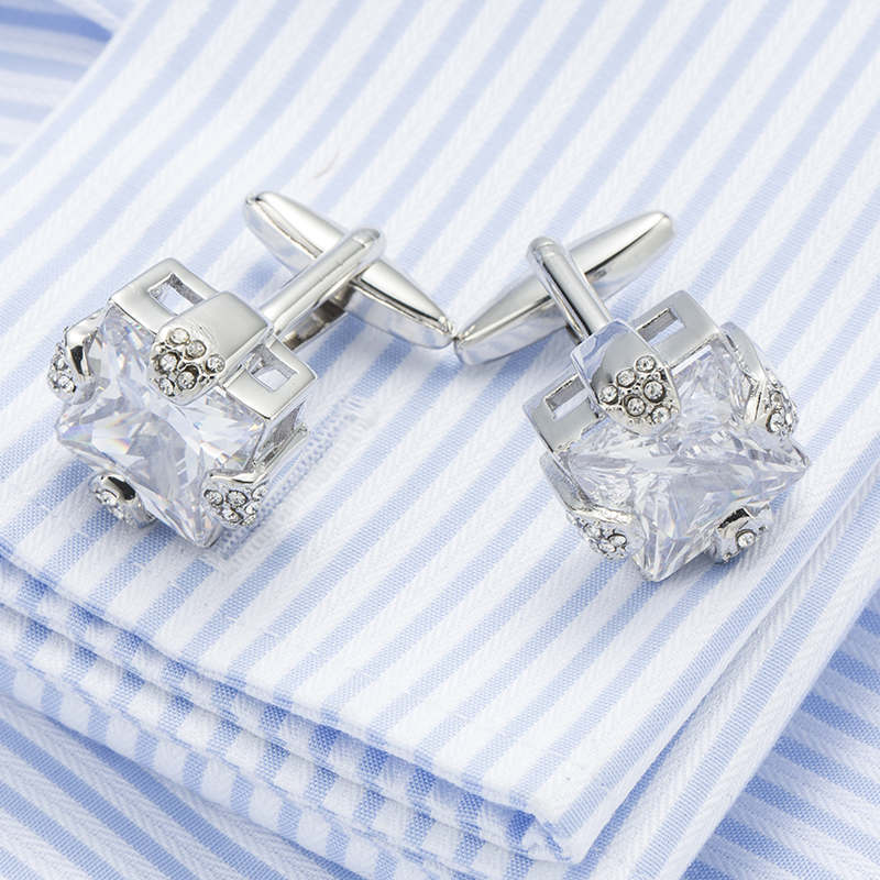 White Crystal Cufflinks