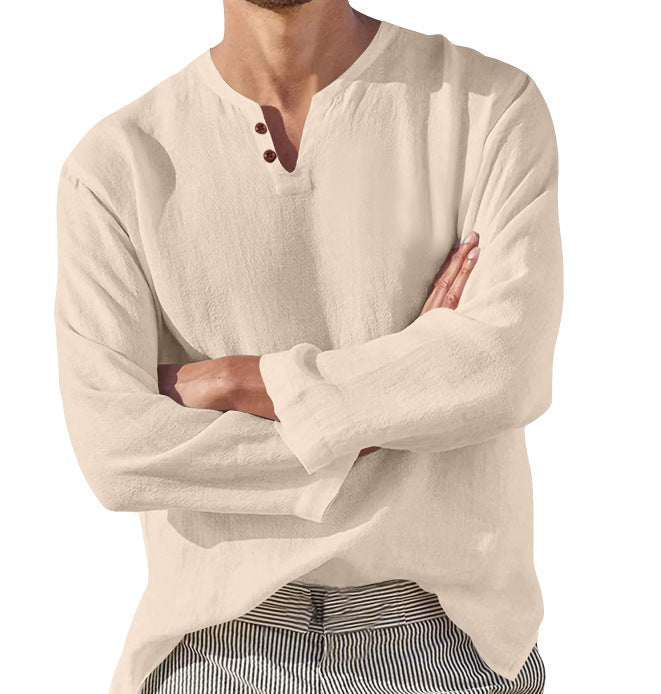 DiSandro Clothing: Men’s Cotton-Linen Long Sleeve Casual Shirt