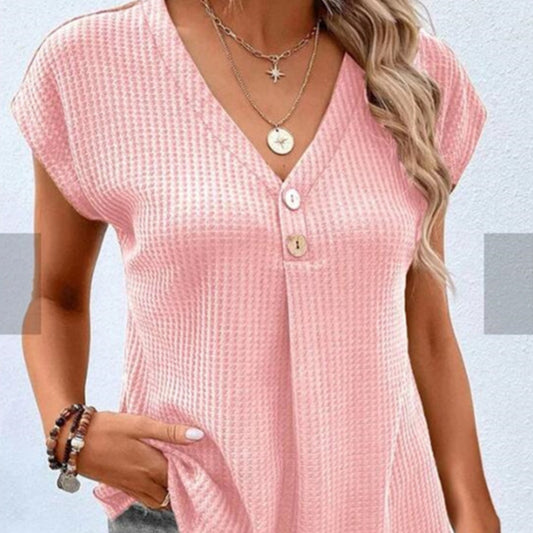 DiSandro Clothing: Women’s Street Style Short Sleeve Buttoned Top
