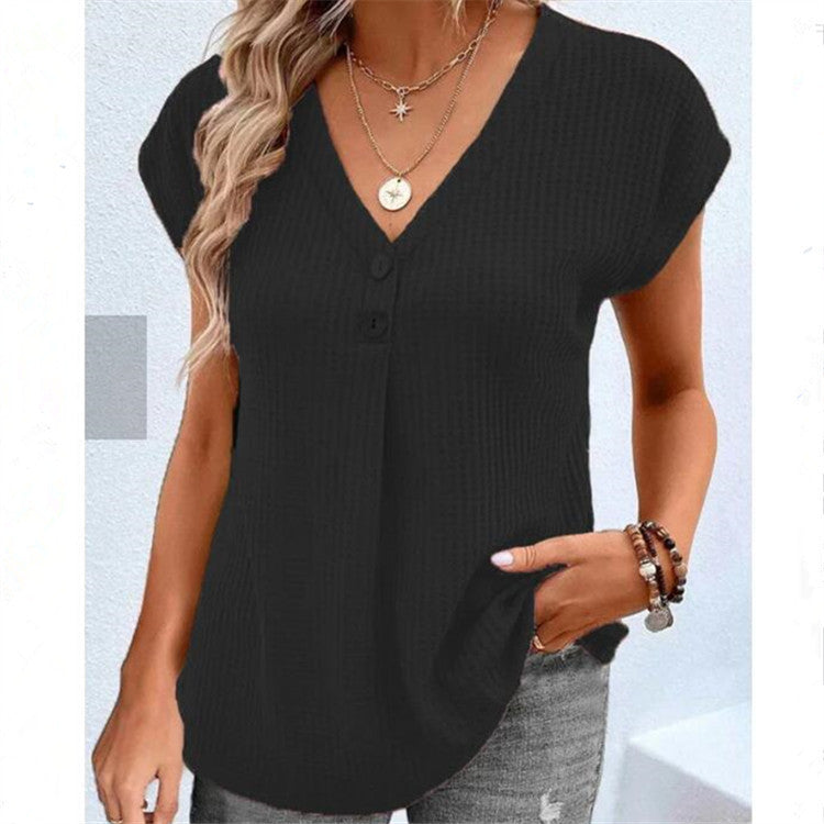 DiSandro Clothing: Women’s Street Style Short Sleeve Buttoned Top
