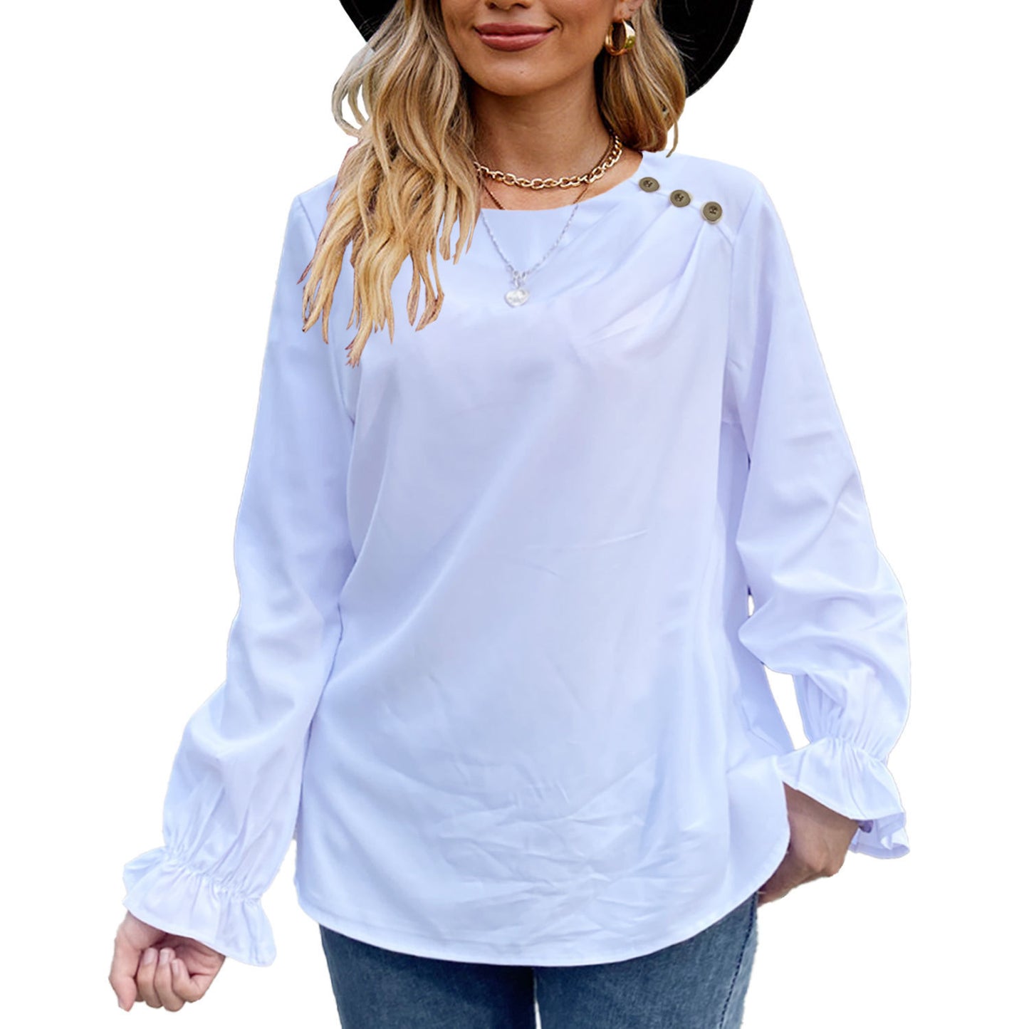 DiSandro Clothing: Women’s Long Sleeve Top with Ruffled Cuffs