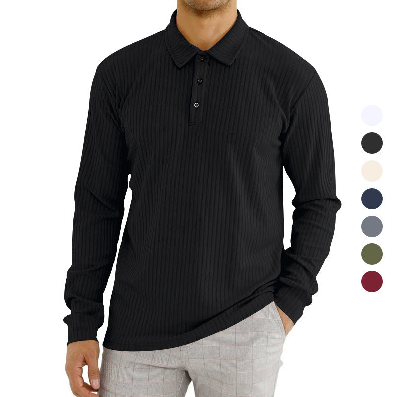 DiSandro Clothing: Men's Striped Textured Long Sleeve Polo
