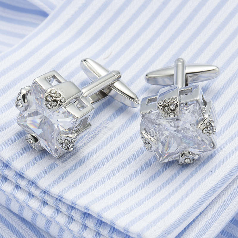 White Crystal Cufflinks