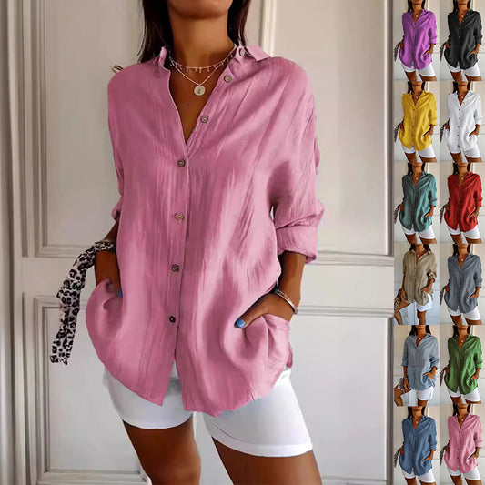DiSandro Clothing: Women's Button-Up Pleated Shirt