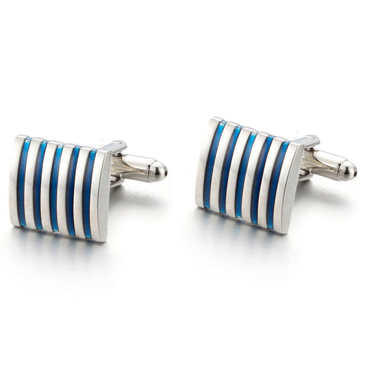 DiSandro Clothing: Blue Striped Cufflinks