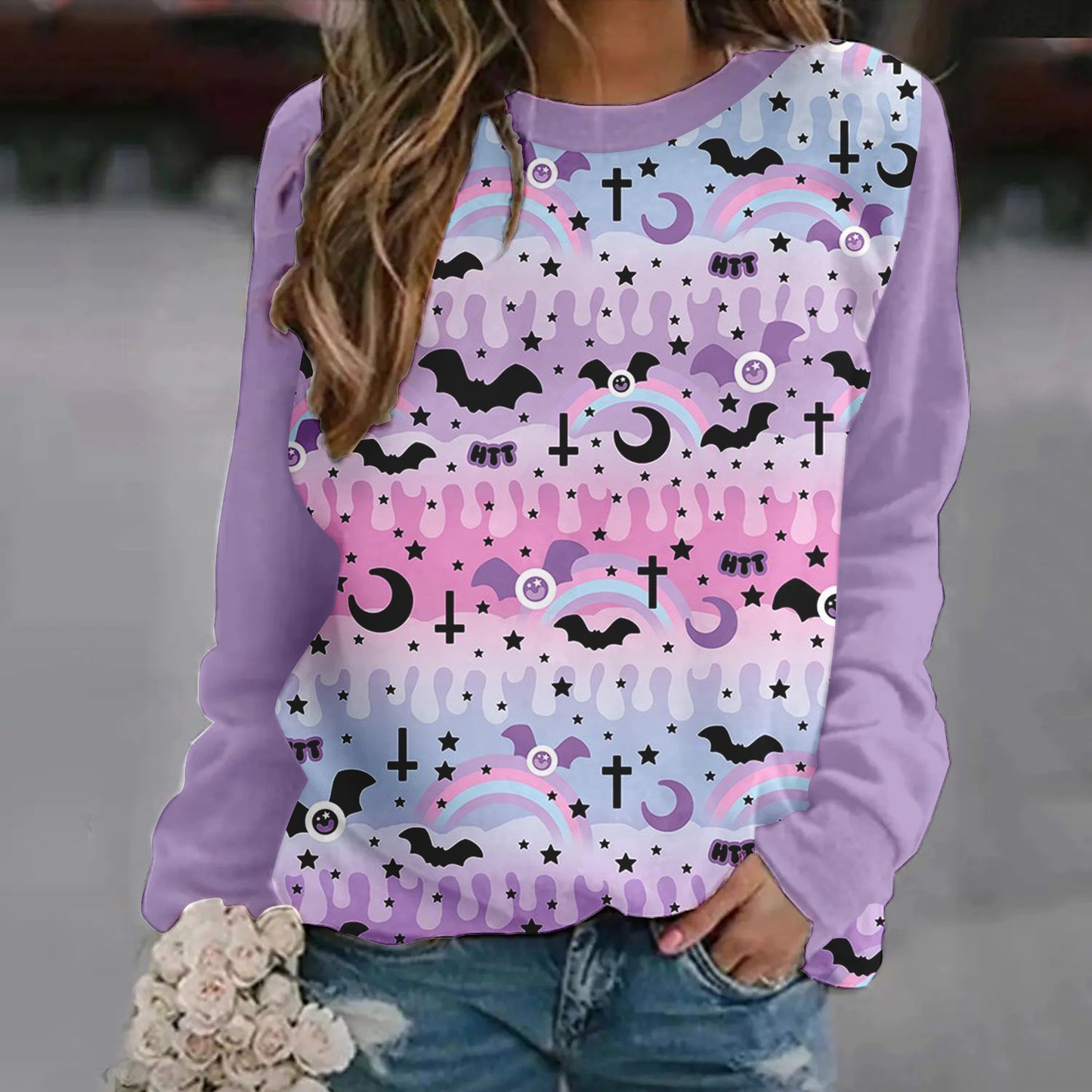 DiSandro Clothing: Women’s Halloween Print Loose Fit Sweatshirt