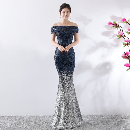 The Aurora Series #1 - Sequined off-the Shoulder Mermaid Evening Gowns