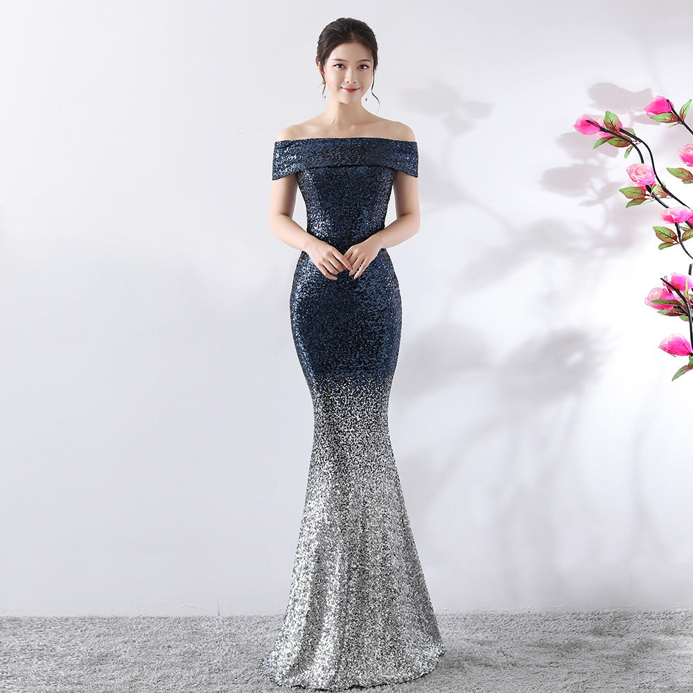 The Aurora Series #1 - Sequined off-the Shoulder Mermaid Evening Gowns
