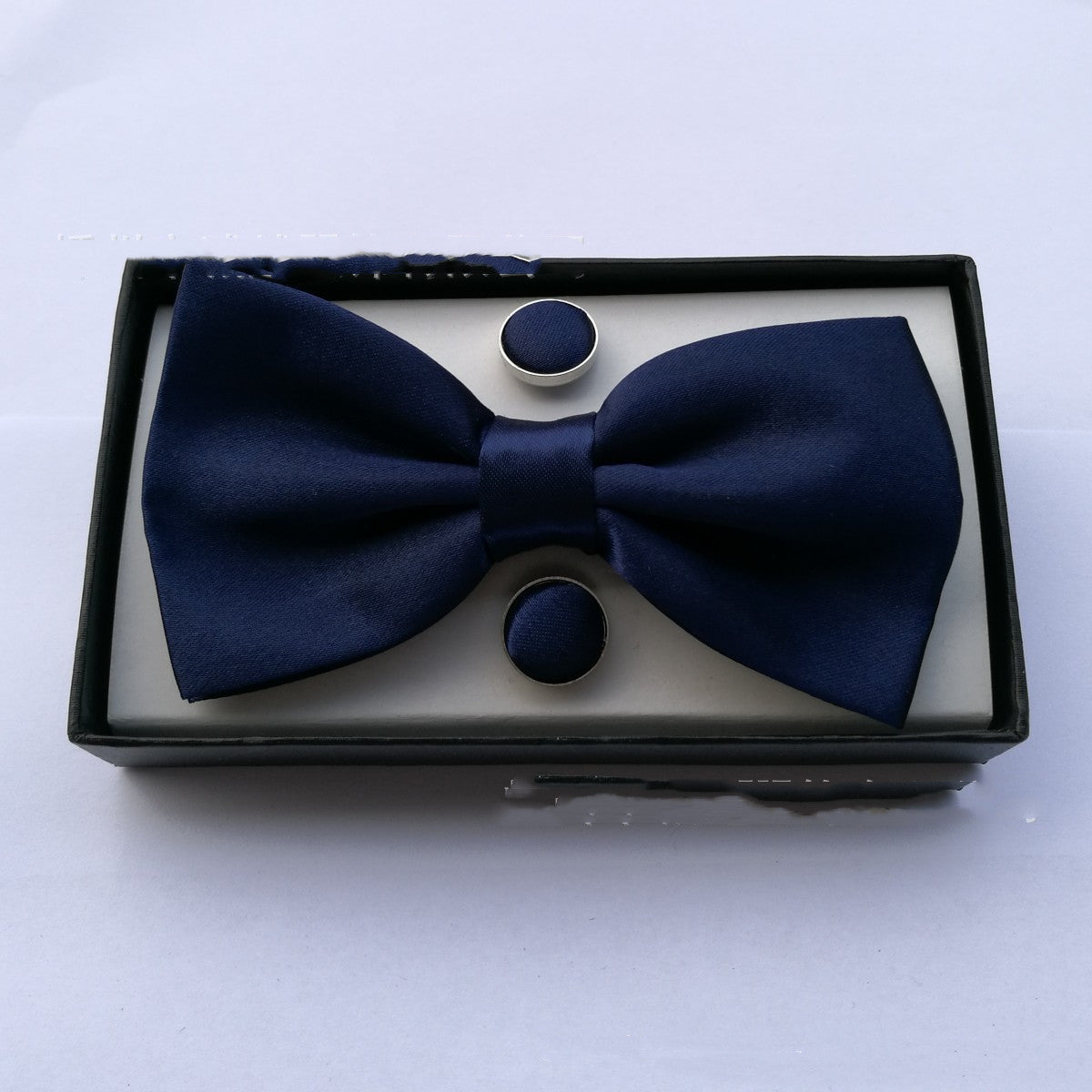 Pocket Square Cufflinks Set Men's Bow Gift Box