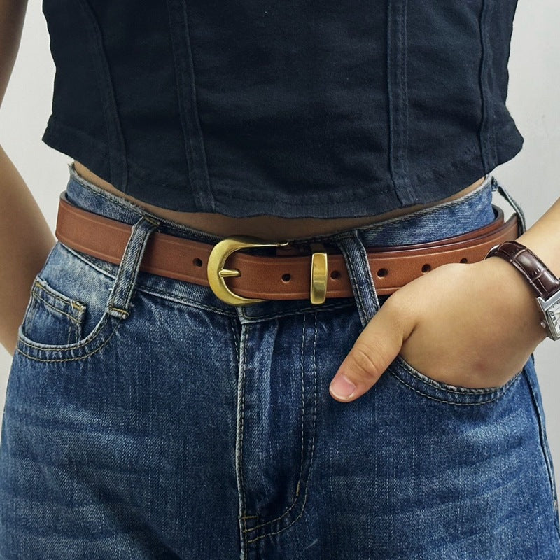 DiSandro Clothing: Women's Retro Hong Kong-Style Genuine Leather Belt