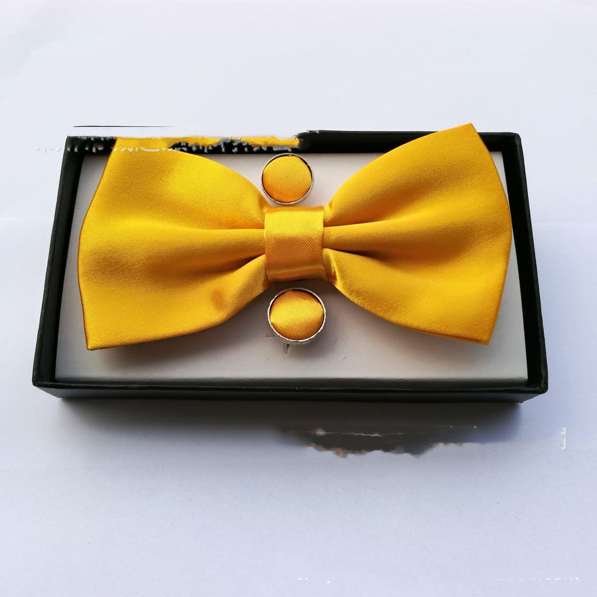 Pocket Square Cufflinks Set Men's Bow Gift Box
