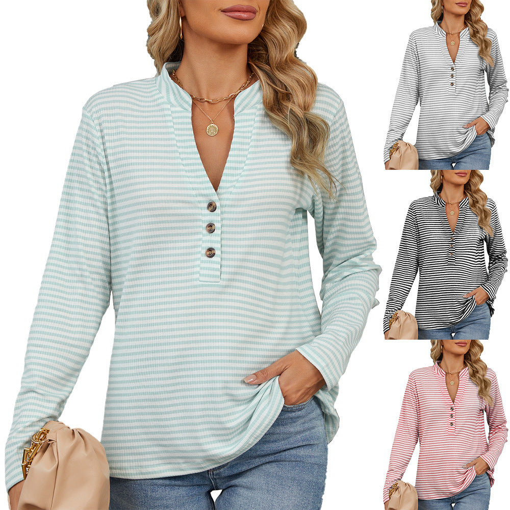 DiSandro Clothing: Women’s Casual Striped Long Sleeve Blouse