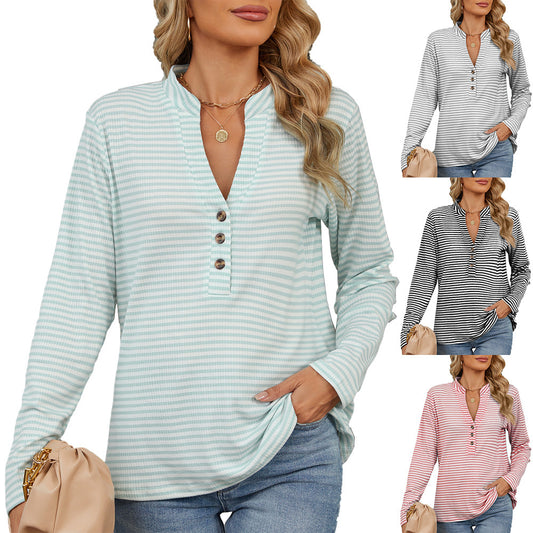 DiSandro Clothing: Women’s Casual Striped Long Sleeve Blouse