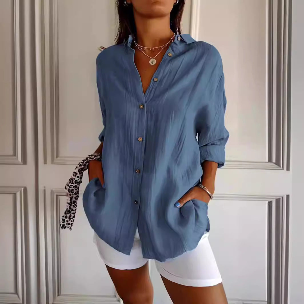 DiSandro Clothing: Women's Button-Up Pleated Shirt