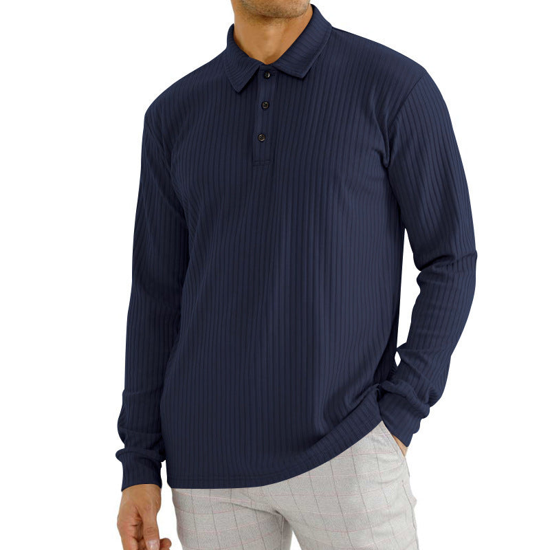 DiSandro Clothing: Men's Striped Textured Long Sleeve Polo
