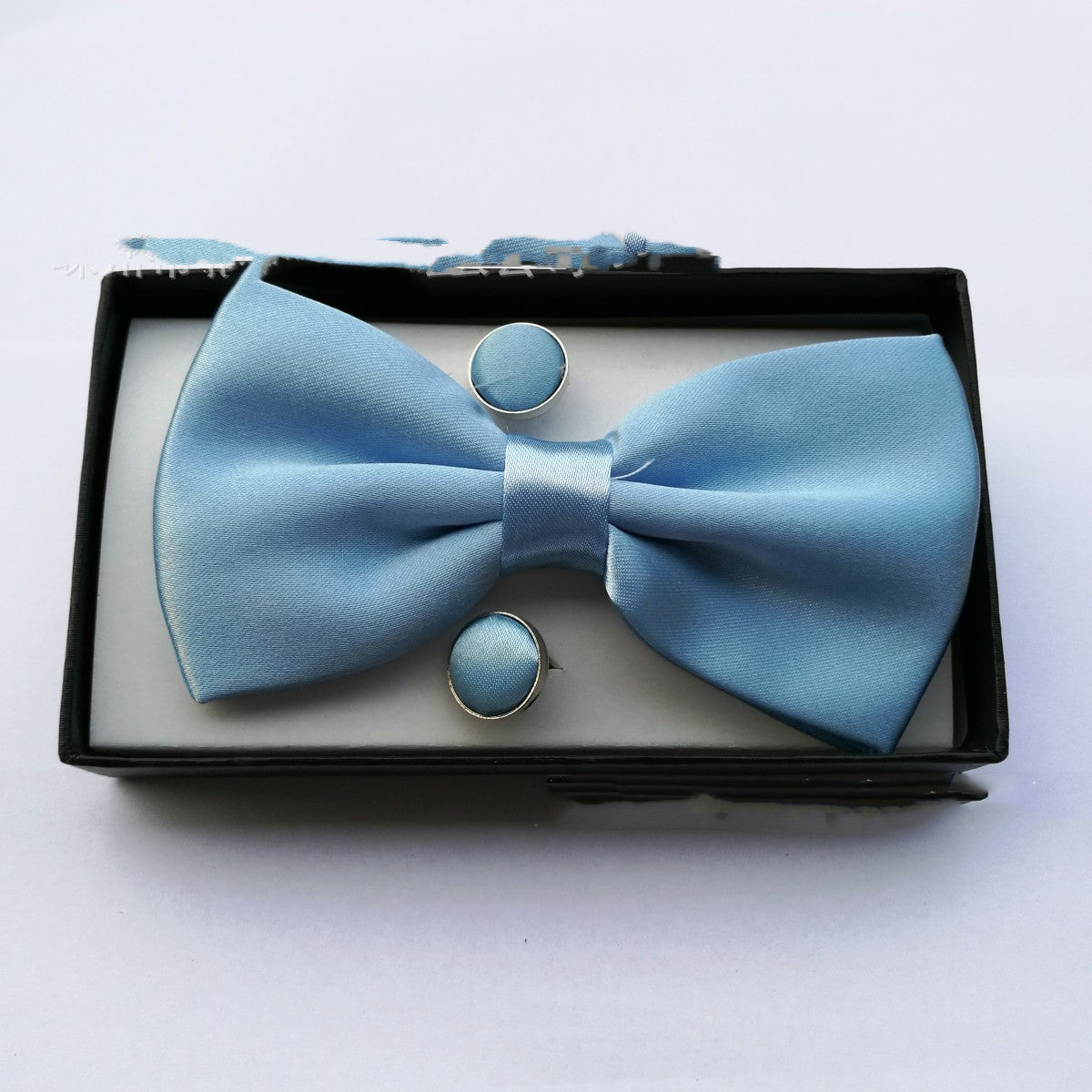 Pocket Square Cufflinks Set Men's Bow Gift Box