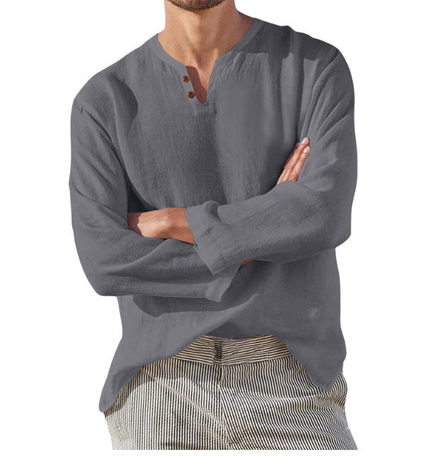 DiSandro Clothing: Men’s Cotton-Linen Long Sleeve Casual Shirt