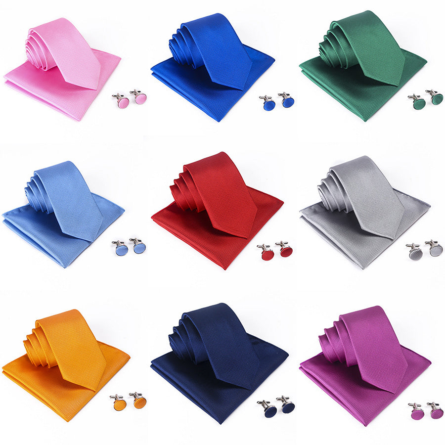 Three Piece Set (Pocket Square, Tie And Cufflinks)