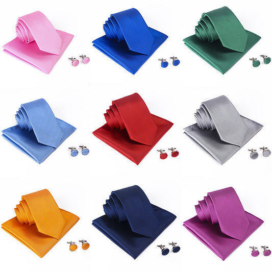 Three Piece Set (Pocket Square, Tie And Cufflinks)