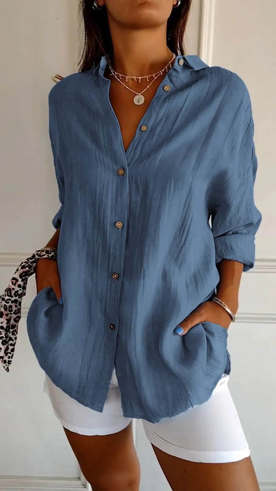 DiSandro Clothing: Women's Button-Up Pleated Shirt