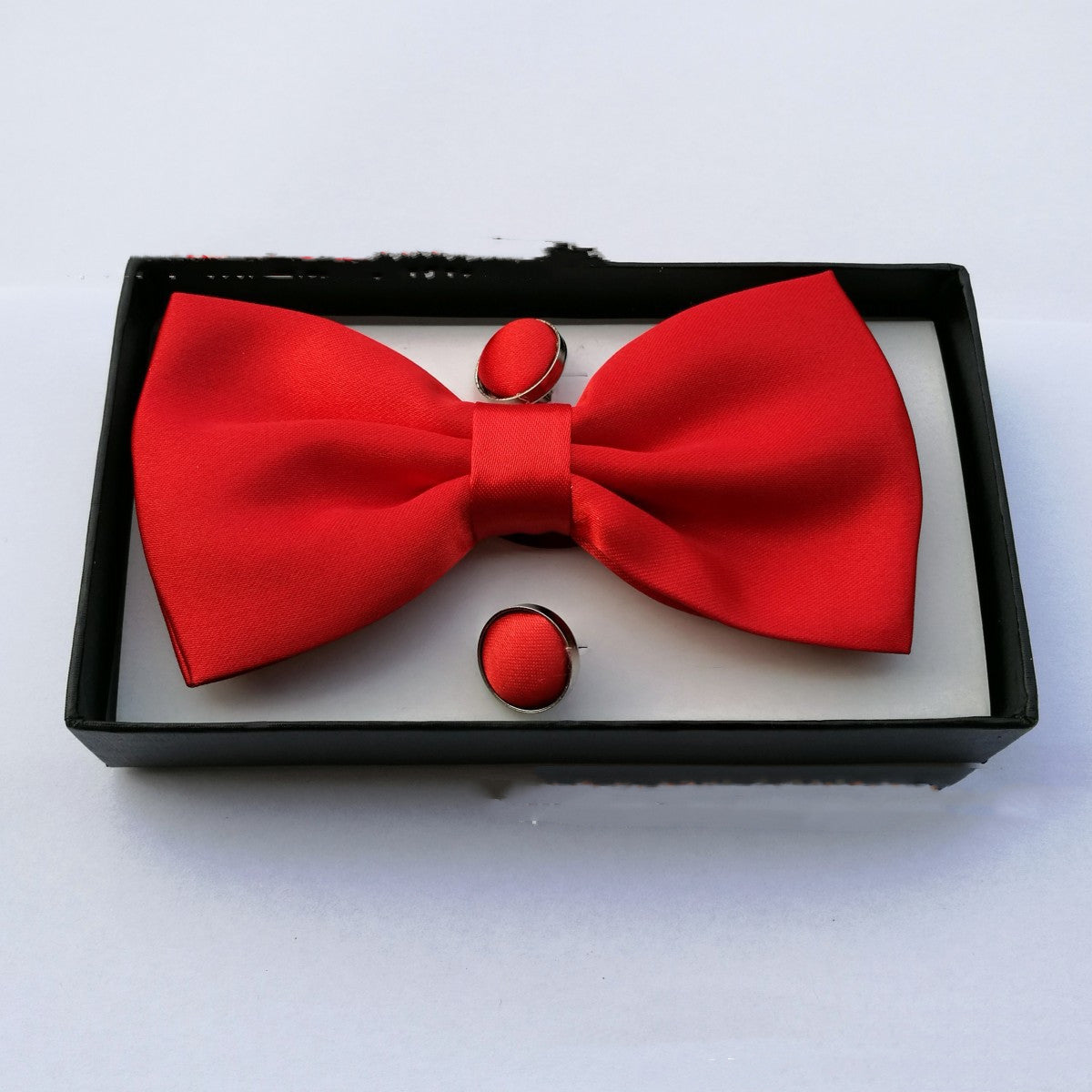 Pocket Square Cufflinks Set Men's Bow Gift Box