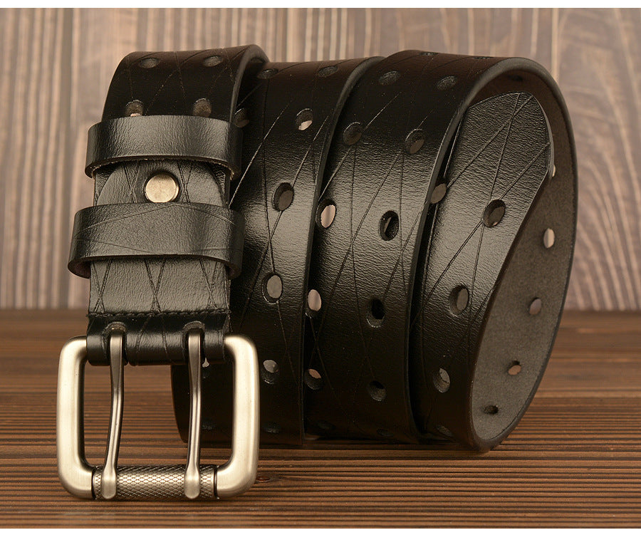 DiSandro Clothing Men's Hollow Geometric Genuine Leather Belt