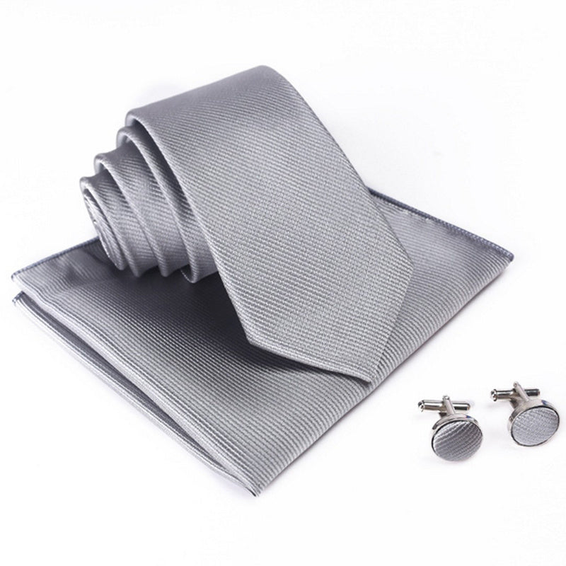 Three Piece Set (Pocket Square, Tie And Cufflinks)