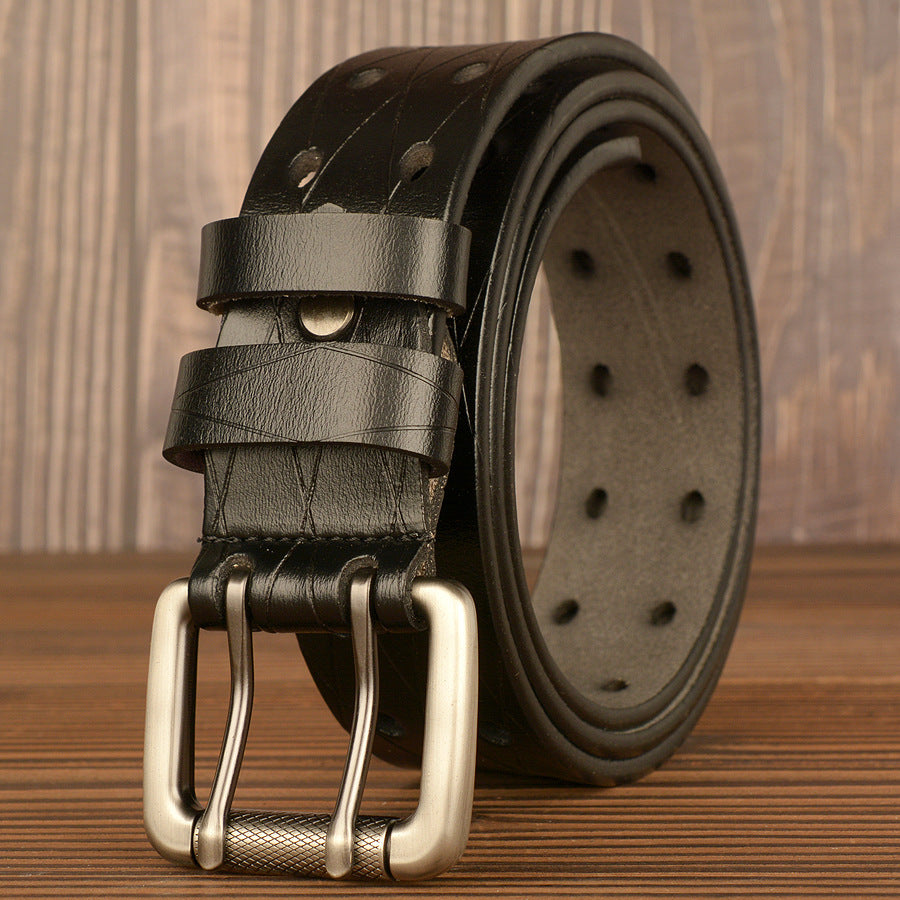 DiSandro Clothing Men's Hollow Geometric Genuine Leather Belt