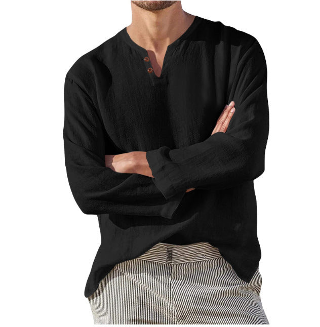 DiSandro Clothing: Men’s Cotton-Linen Long Sleeve Casual Shirt