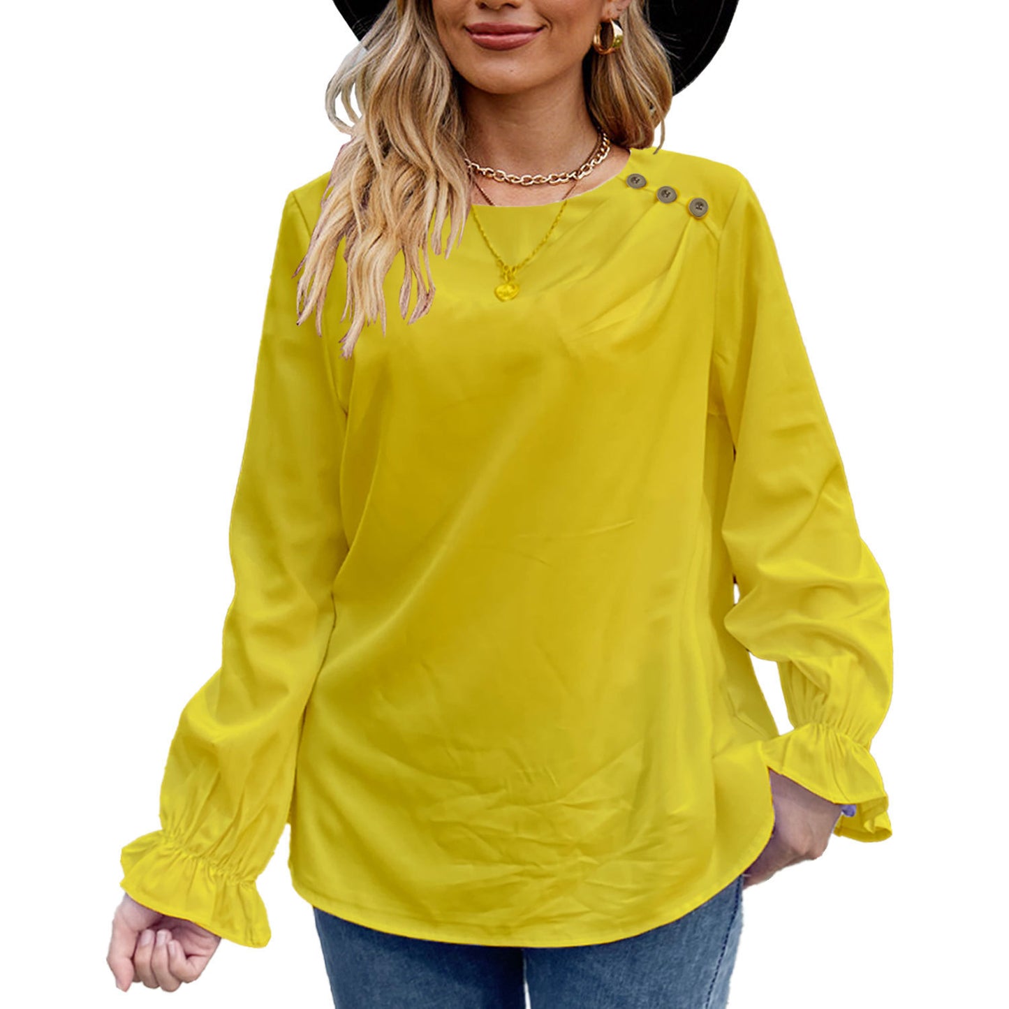 DiSandro Clothing: Women’s Long Sleeve Top with Ruffled Cuffs
