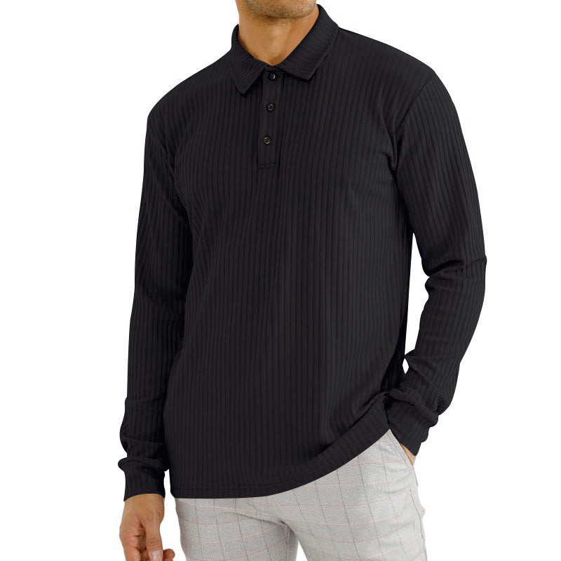 DiSandro Clothing: Men's Striped Textured Long Sleeve Polo