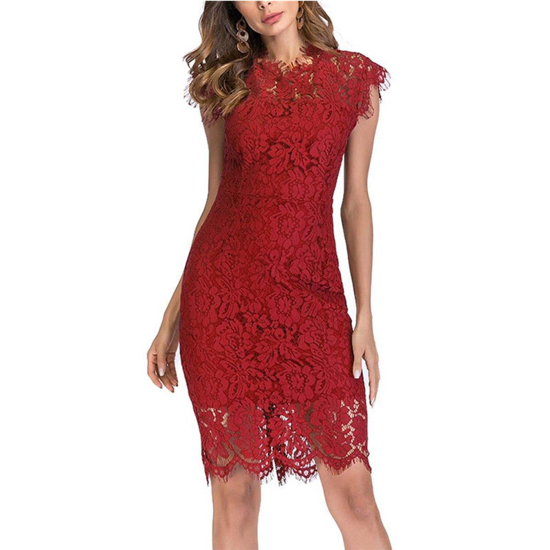 The Marcelle – Lace Floral Pencil Dress