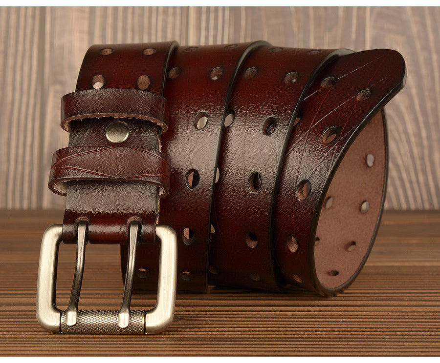 DiSandro Clothing Men's Hollow Geometric Genuine Leather Belt
