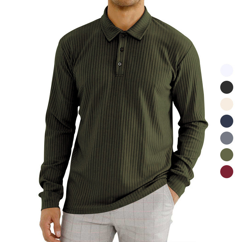 DiSandro Clothing: Men's Striped Textured Long Sleeve Polo