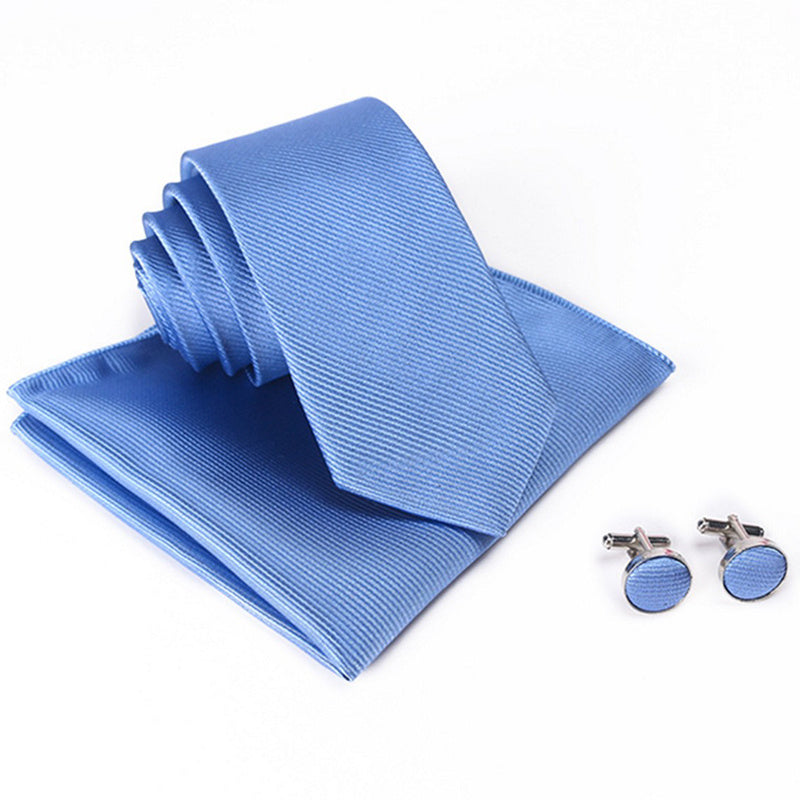 Three Piece Set (Pocket Square, Tie And Cufflinks)