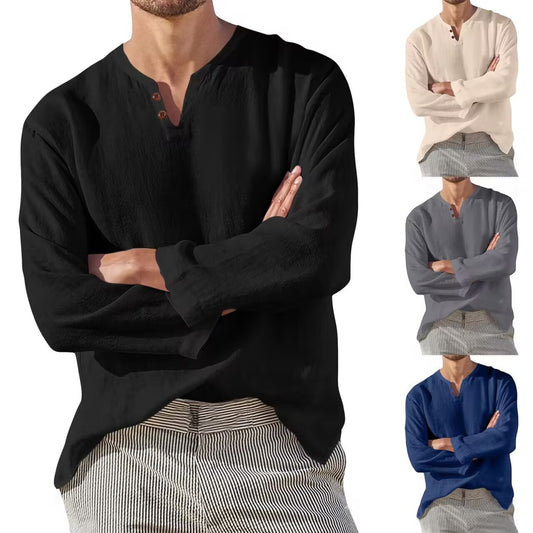 DiSandro Clothing: Men’s Cotton-Linen Long Sleeve Casual Shirt