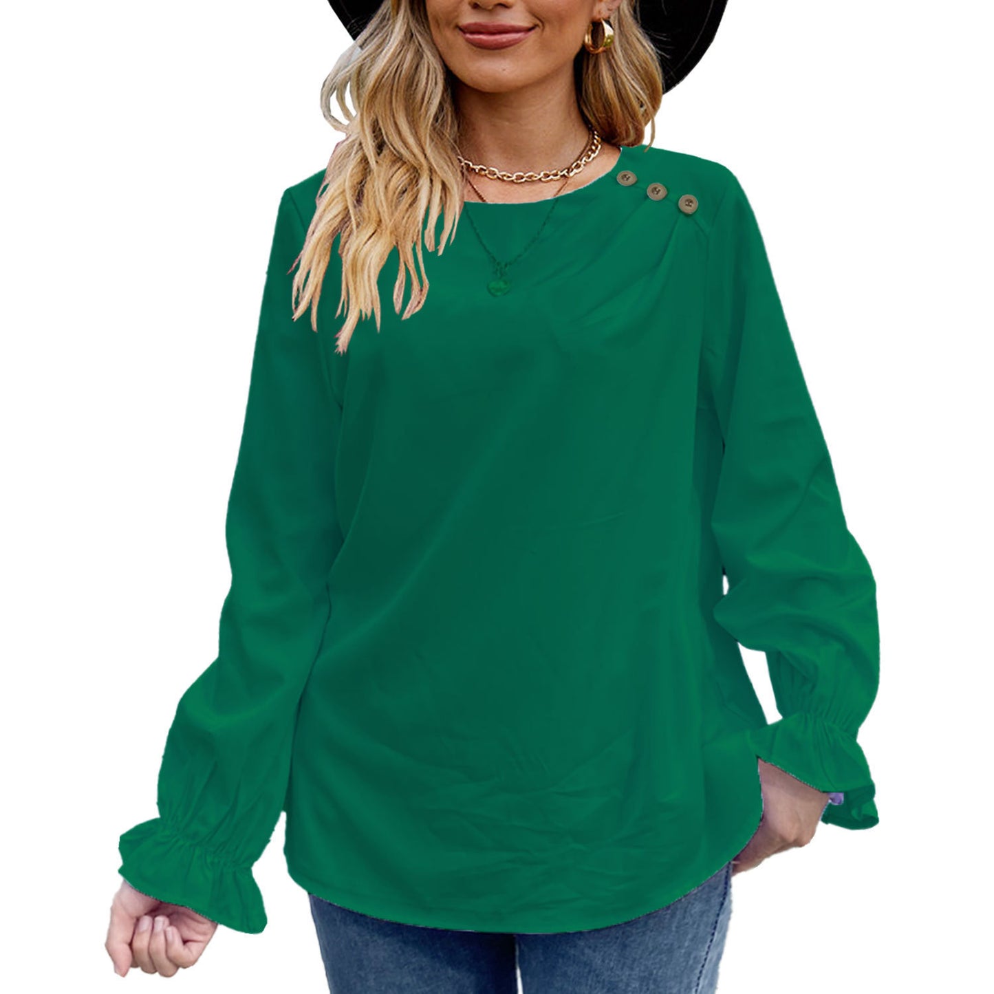 DiSandro Clothing: Women’s Long Sleeve Top with Ruffled Cuffs