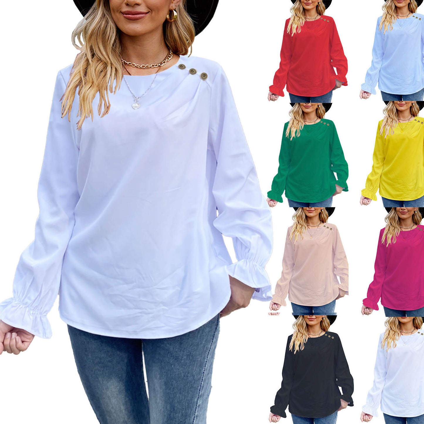 DiSandro Clothing: Women’s Long Sleeve Top with Ruffled Cuffs