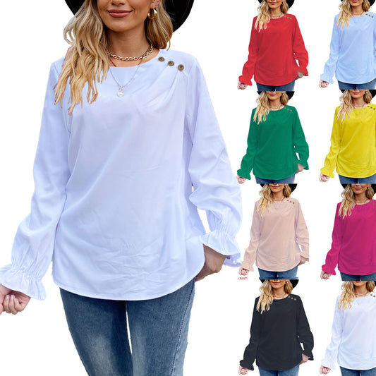 DiSandro Clothing: Women’s Long Sleeve Top with Ruffled Cuffs